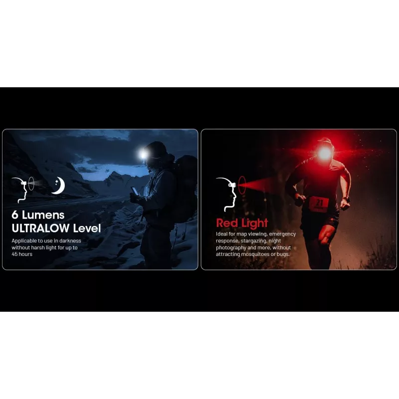 Lampa czołowa Nitecore NU25 MCT — ładowalna lampa czołowa, do 400 lumenów, kompaktowe oświetlenie bez użycia rąk