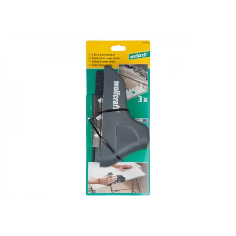 Planer obrzynarkowy Wolfcraft z potrójnym ostrzem 4009000 — grafit, trapezowe ostrza, odpowiedni do płyt gipsowo-kartonowych