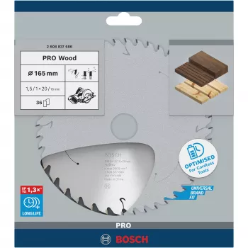 Tarcza do piły tarczowej Bosch 2 608 837 686 — średnica 165 mm, otwór 20 mm, do drewna, 1 szt.