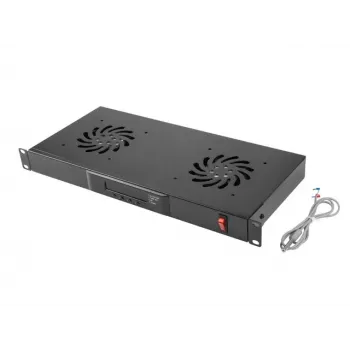 Panel wentylatora LANBERG AK-1502-B, 1U rack, 2 wentylatory, 230V, 38W, 483×44.5×192 mm, czarny