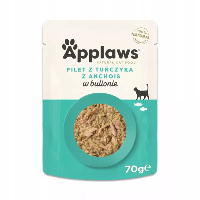 APPLAWS Filet z tuńczyka z sardelą i wodorostami w bulionie - mokra karma dla kota - 70 g