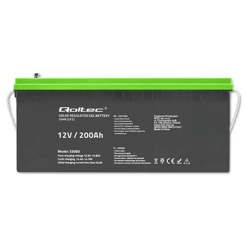 Qoltec Bateria żelowa | 12V | 200Ah | GEL | 59,5 kg