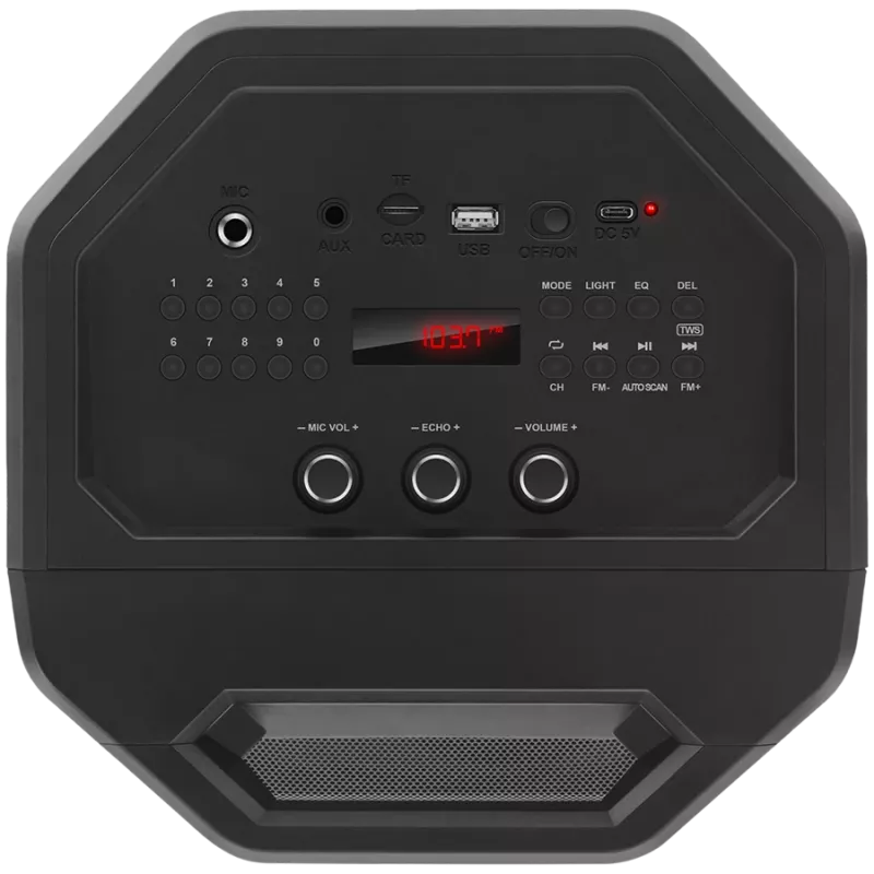 Głośnik SVEN PS-600, czarny (50W, TWS, Bluetooth, FM, USB, microSD, wyświetlacz LED, 4000mAh)