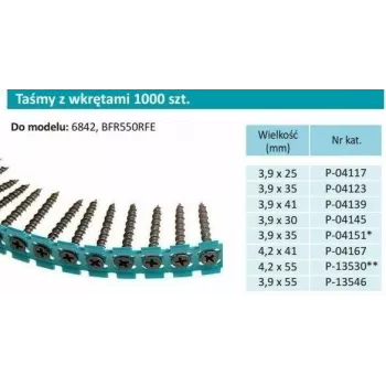 Makita F-30913 Wkręty taśmowe drobne 3,9x25mm