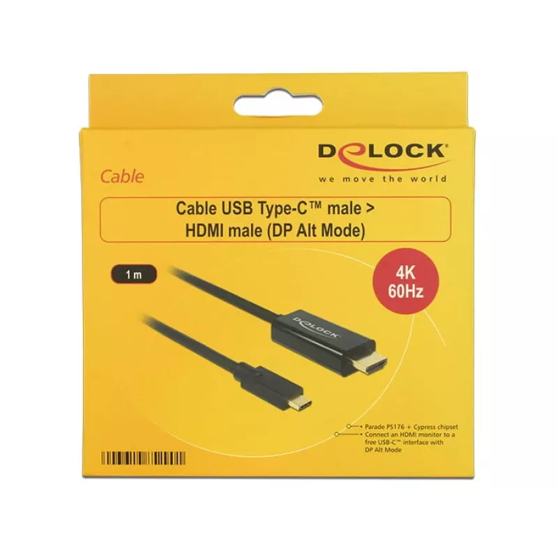 Kabel wideo DeLOCK 85290 USB Type-C do HDMI 1m Czarny
