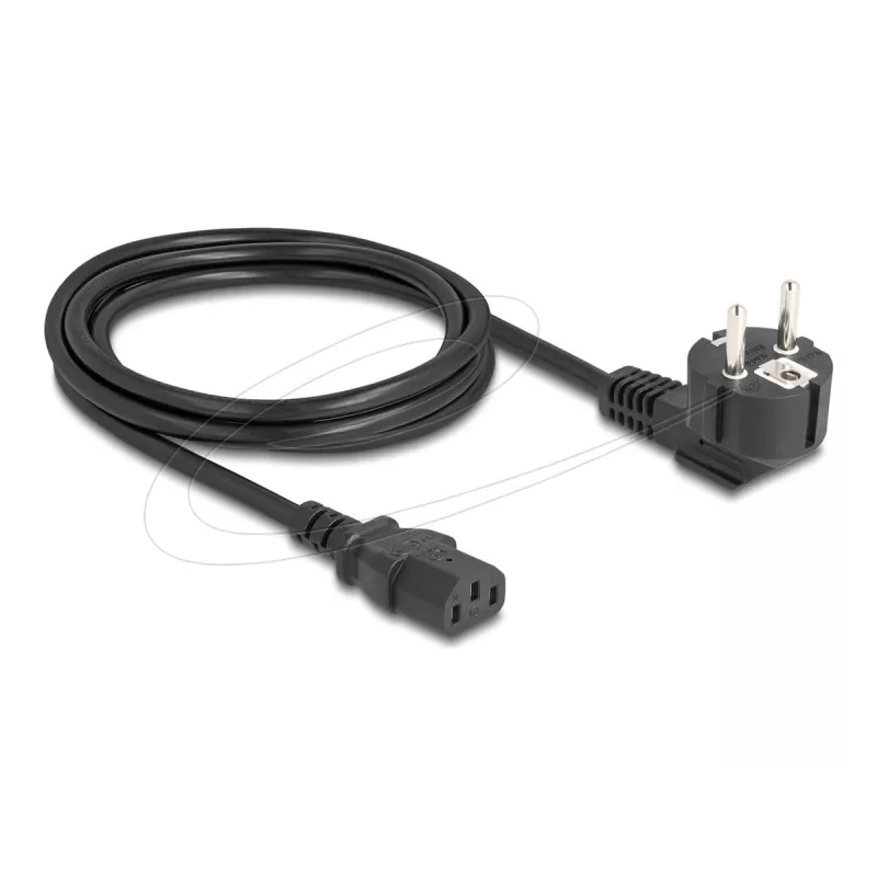 Kabel zasilający DELOCK 81567 CEE 7/7 (ST) 90° na IEC C13, 2 m, 3x1,00 mm