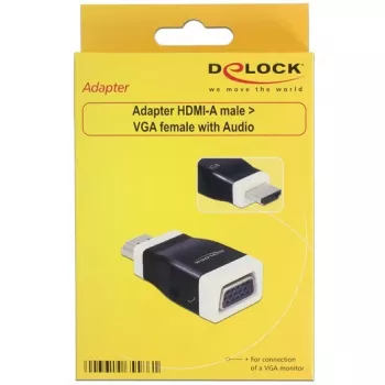 Zmieniacz płci kabla DeLOCK 65586 HDMI-A na VGA Czarny Biały