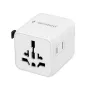 Uniwersalny podróżny adapter zasilania GEMBIRD TPA-INT-01-W — wejście 100–250 V, wtyk typu G, kompaktowe wymiary 84×56×85 mm