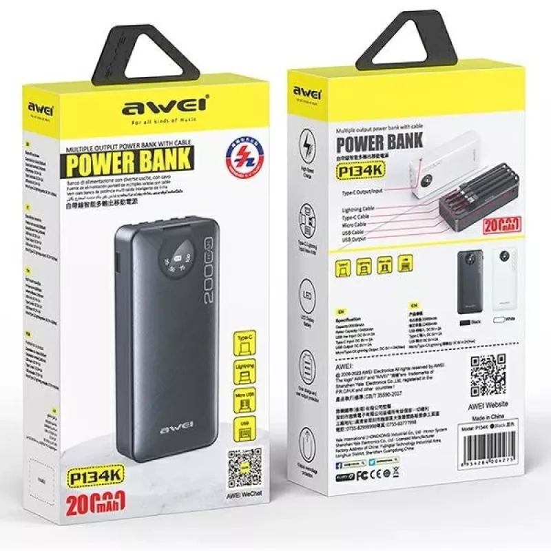 Przenośny powerbank AWEI P134K 20000mAh