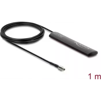 Zewnętrzna antena LTE DELOCK 90711 TS9 męski 1.5 dBi dookólna stała z kablem RG-174 o długości 1 m do przyklejanego montażu na zewnątrz, czarna