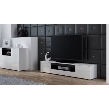 Cama stojak TV VIVA 180 biały/biały połysk + czarny