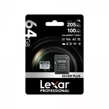 Karta MicroSD Lexar 64 GB UHS-I Klasa 3 srebrny PLUS