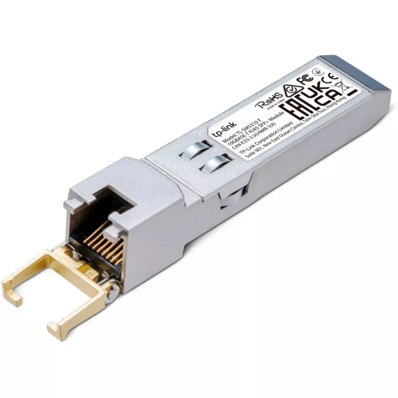 Moduł TP-Link 10G BASE-T RJ45 SFP+, miedź, 10300 Mbit/s, RJ-45, 100 m, 10 Gigabit Ethernet, IEEE 802.3, IEEE 802.3ab, IEEE 802.3an, IEEE 802.3bz
