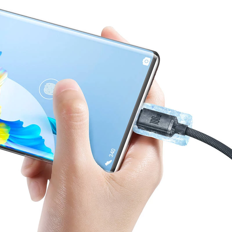 Przewód Baseus Crystal Shine USB na USB-C, 100W, 2m (czarny)