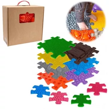 Sensoryczny zestaw mat ortopedycznych ASKATO 11-w-1 Średni — 11 elementów puzzle (Mfk-021-01)