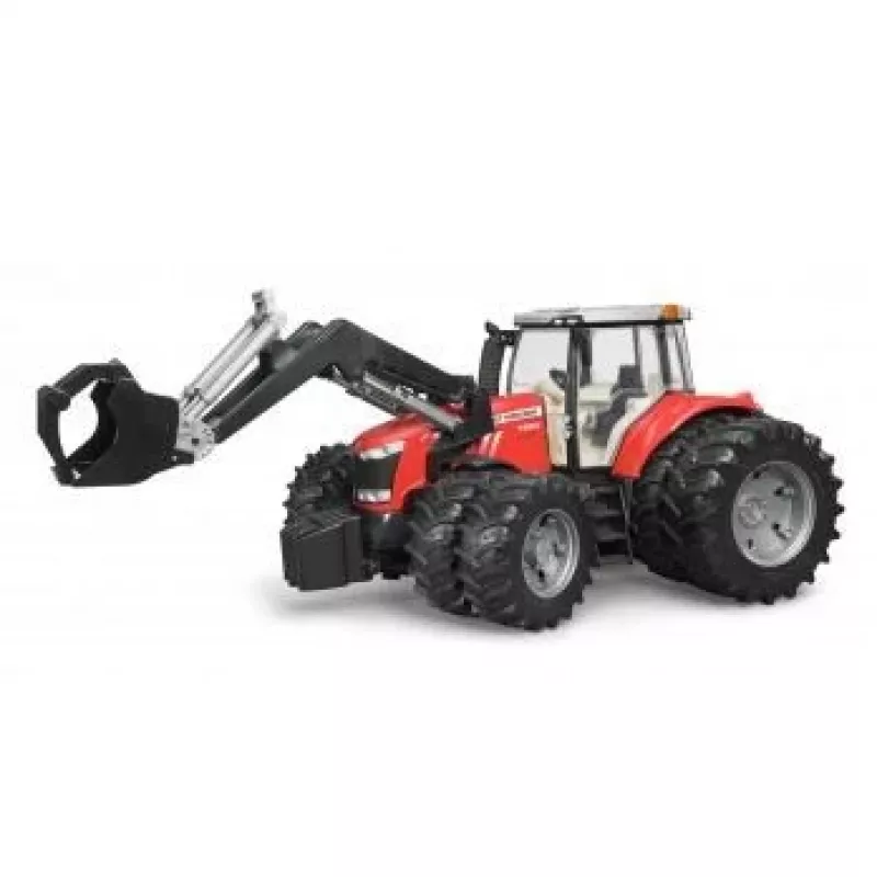 Traktor-zabawka BRUDER Massey Ferguson 7624 z ładowaczem czołowym, czerwony, dla dzieci od 3 lat
