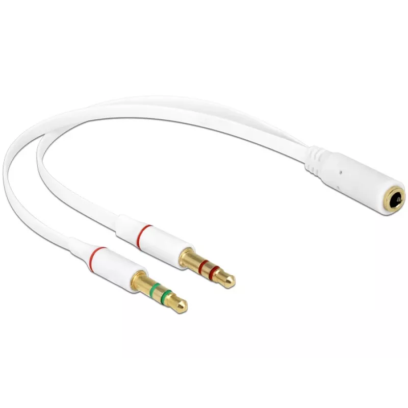 Kabel audio DeLOCK 65585 0,2 m 2x 3,5 mm męski na 3,5 mm żeński, biały