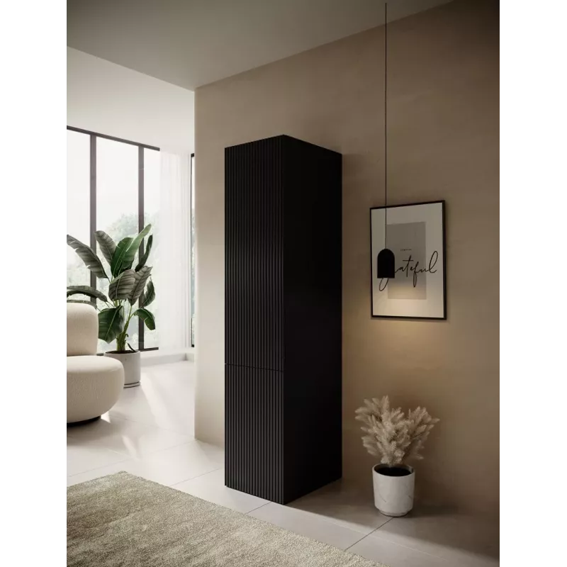 Szafa cama meble PAFOS 1D, 45×55.5×198.5 cm, czarny mat, 4 półki