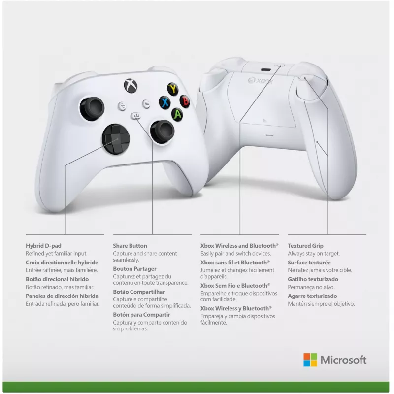 Microsoft Xbox Wireless Controller - Gamepad - Bezprzewodowy - Bluetooth - Robot biały - do PC, Microsoft Xbox One, Android, Microsoft Xbox Series S, Microsoft Xbox Series X