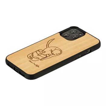 Etui ochronne man and wood na iPhone 12 Pro Max — wzór kota z czerwoną rybą