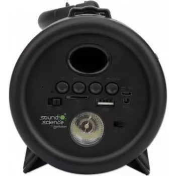 Manhattan London Bluetooth Speaker, przyzwoita jakość dźwięku (3W), 3 godziny czasu odtwarzania, radio FM, zasięg 10 m, czytnik kart microSD (32 GB), złącze Aux 3,5 mm, kabel ładujący USB-A w zestawie, bateria 1200 mAh, Bluetooth v5, trzy lata gwarancji
