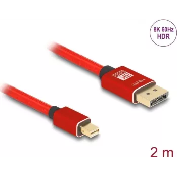 DeLOCK Mini DisplayPort do DisplayPort kabel 8K 60 Hz 2 m czerwony metal bez zatrzasku