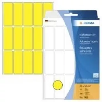HERMA - permanent adhesive labels - żółty - 20 x 50 mm 480 label(s) (32 Sheets x 15) (2411)