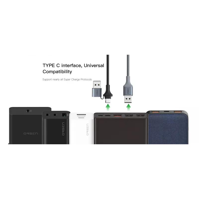 Kabel 2-w-1 USB Type-C Orsen S8, 5 A, 1,5 m (szybkie ładowanie/dane)