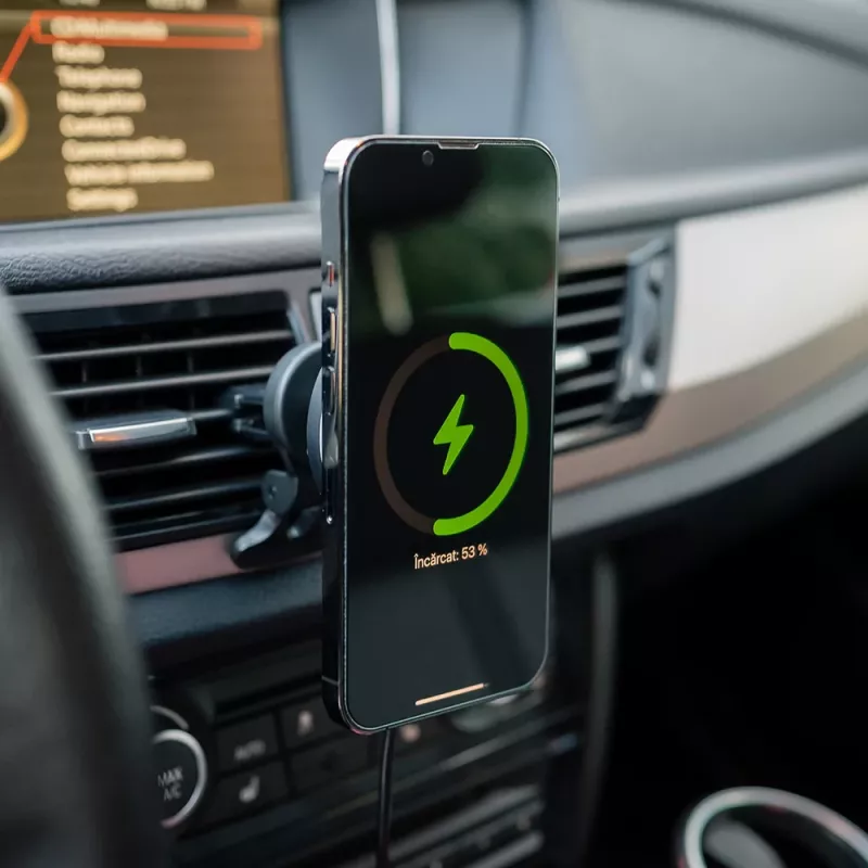 Bezprzewodowa ładowarka samochodowa Tellur TLL151431 kompatybilna z MagSafe 15 W czarna do smartfonów