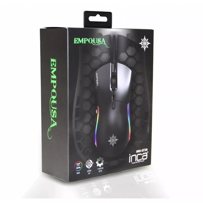 Mysz gamingowa INCA IMG-GT20 10000 DPI. RGB. 7 przycisków. USB. SW retail