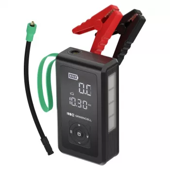 Power bank zielony Cell CJSGC03 8000 mAh Li‑Ion, wyświetlacz OLED, USB‑C i USB‑A, wyjście 500 mA, wbudowana latarka