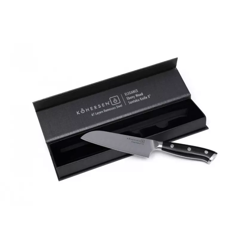 Nóż Santoku Kohersen Elegance Ebony Wood stal damasceńska 12,7 cm