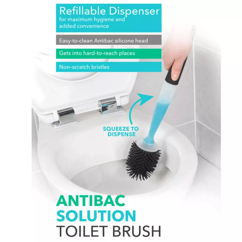 Szczotka toaletowa Beldray LA033996UFFEU7 Antibac szara, antybakteryjna szczotka do czyszczenia toalety