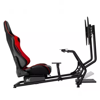 NanoRS RS160 fotel gamingowy, stojak symulatora wyścigów 3w1, PC, konsole, gracze, pokrycie ze skóry syntetycznej, stojak na kierownicę, uchwyt TV do 50 inch, maks. VESA 400x400