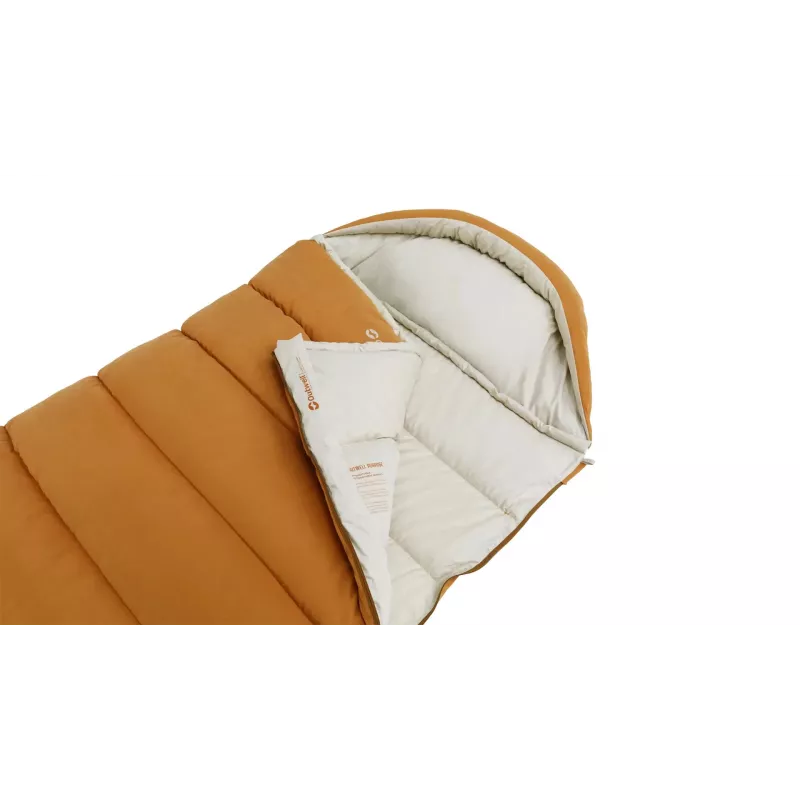 Śpiwór Outwell 230506 półprostokątny dla dorosłych, 2300×850 mm, maks. wzrost użytkownika 195 cm, bawełna/nylon/poliester (z recyklingu), żółty
