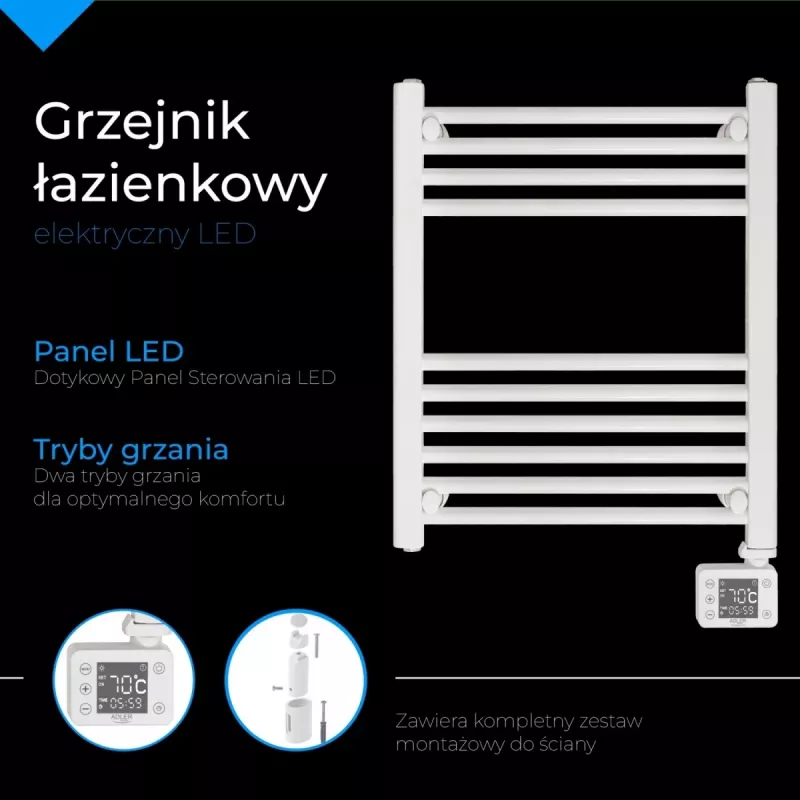 Elektryczny grzejnik łazienkowy LED | AD 7823 | Grzejnik | 400 W | Biały | IP24
