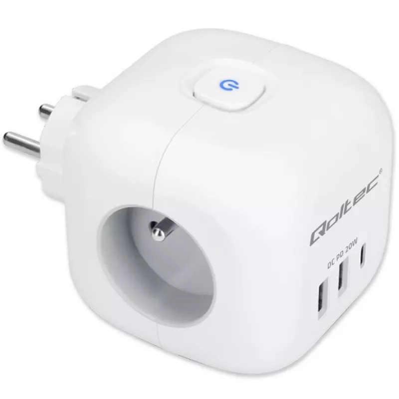 Listwa zasilająca QOLTEC 52548 z 3 gniazdami AC i portem USB