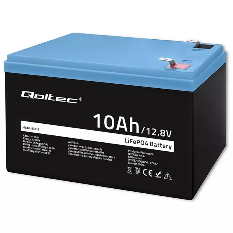 Akumulator LiFePO4 QOLTEC 10Ah 12,8V 128Wh z wbudowanym BMS