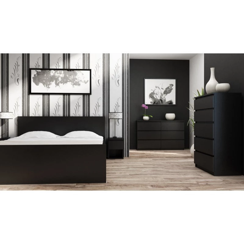 Komoda Top e Shop M5 CZERŃ, 5 szuflad, czarna, 700×400×1120 mm, płyta wiórowa