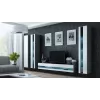 Stolik pod TV Cama Meble VIGO NEW 30/140/40 — 1400×400×300 mm, szary blat, płyta wiórowa, szara rama, białe fronty na wysoki połysk