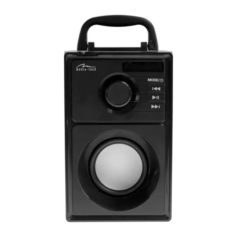 Głośnik bezprzewodowy MEDIA-TECH MT3179, 20W (RMS 15W), Bluetooth 5.1, FM, MicroSD, USB, AUX, Li-Ion, 6 h, obudowa drewniana