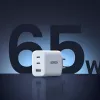 Ładowarka sieciowa UGREEN CD275 2× USB Type-C 65W biała — podwójne USB-C szybkie ładowanie 65 W, wejście 100–240 V