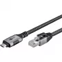 Ethernet-kabel USB-C 3.2 Gen2 Plug > RJ-45 Plug, LAN-Adapter Czarny/Srebrny, 1,5 Meter, braided textile jacket