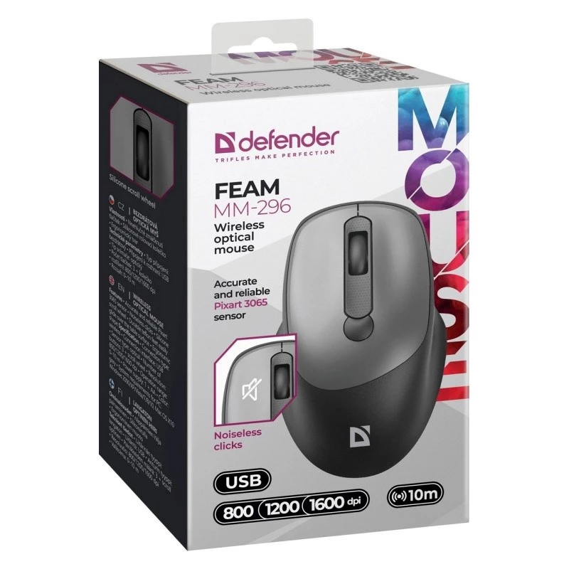 Mysz bezprzewodowa Defender Silent Click Feam szary 52298