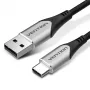 Vention Cotton Braided USB 2.0 A męski do C męski kabel 3A 2M szary stop aluminium typ