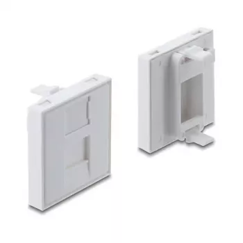 Zatrzaskowa osłona modułu Keystone 45×45 mm DELOCK Easy 45 na 1 port, ABS, biały, z zaślepką przeciwkurzową