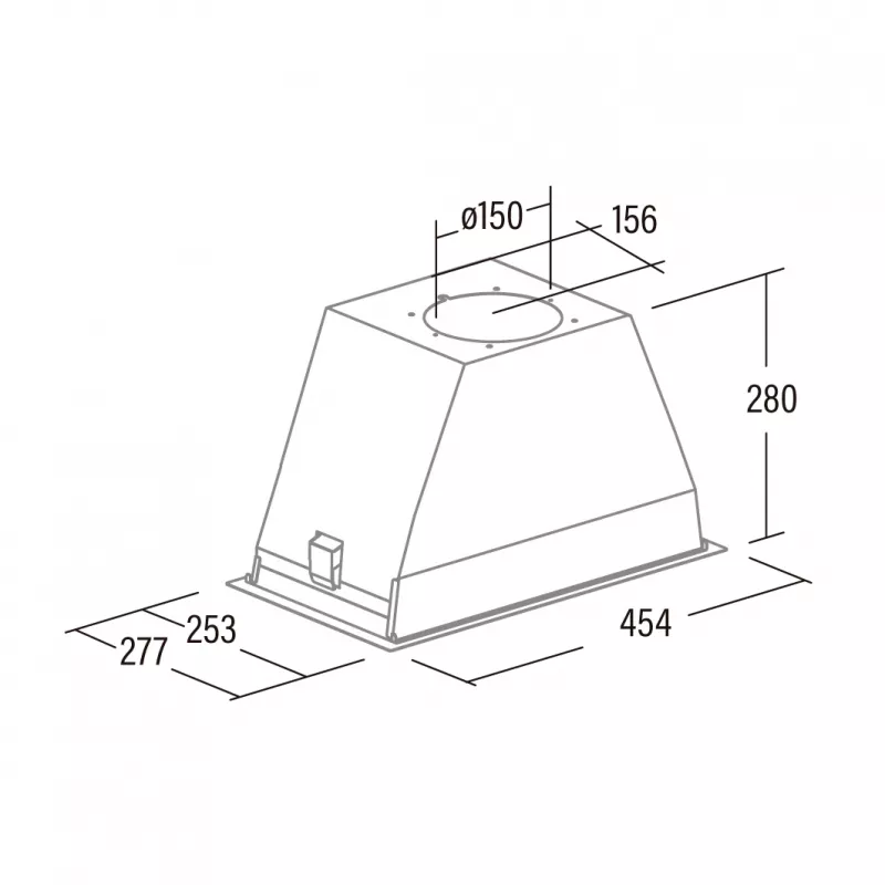 Okap podszafkowy CATA 02030408 — szerokość 492 mm, 645 m³/h, metalowe filtry przeciwtłuszczowe, oświetlenie LED