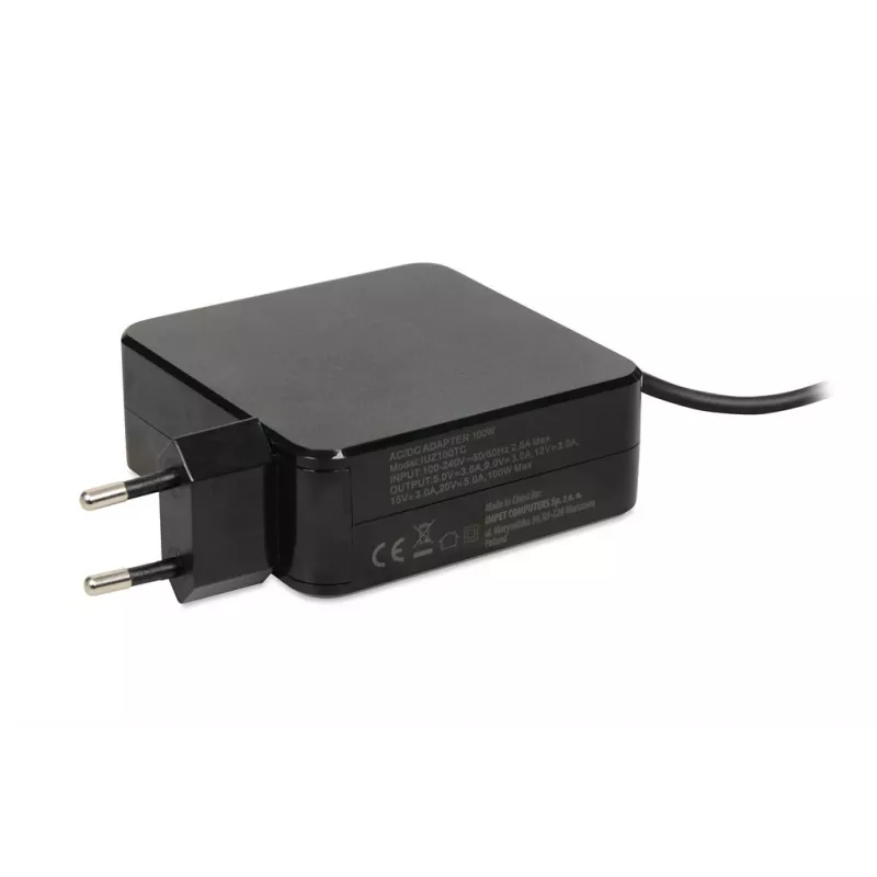 Zasilacz sieciowy IBOX IUZ100TC 19V 3.42A (100W) wyjście USB‑C, kabel 2 m, czarny