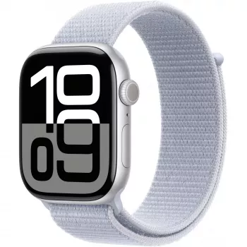 APPLE Watch Series 10 GPS 46mm srebrna aluminiowa koperta z pętlą sportową niebieski Cloud