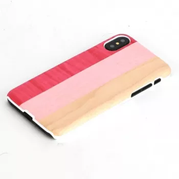 Etui na smartfona man and wood do iPhone X/XS — pink pie biały